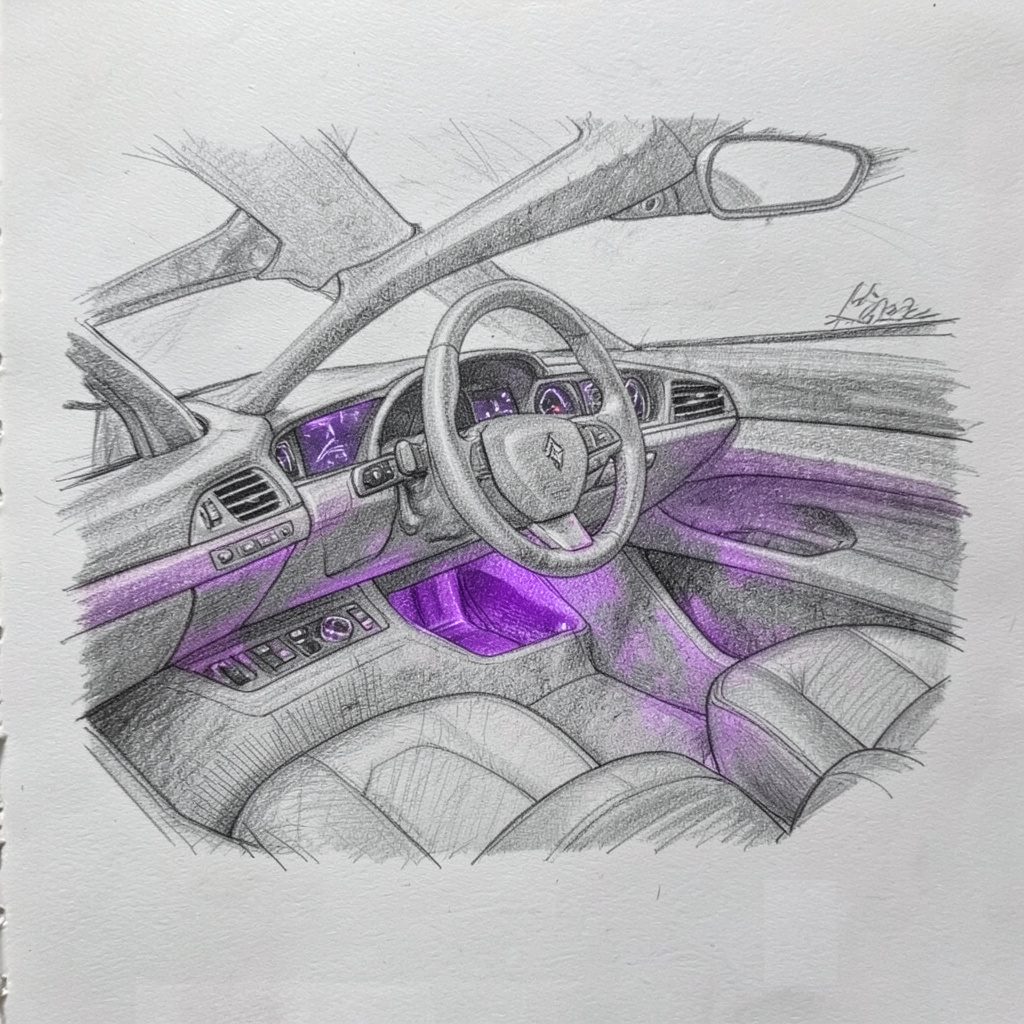 Ferrari brand representation in a graphite pencil sketch style.